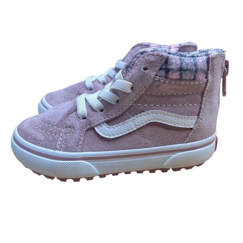 Vans Sk8-Hi MTE Pink Suede High Top Sneakers Kids Zip Back - Size 7 toddler